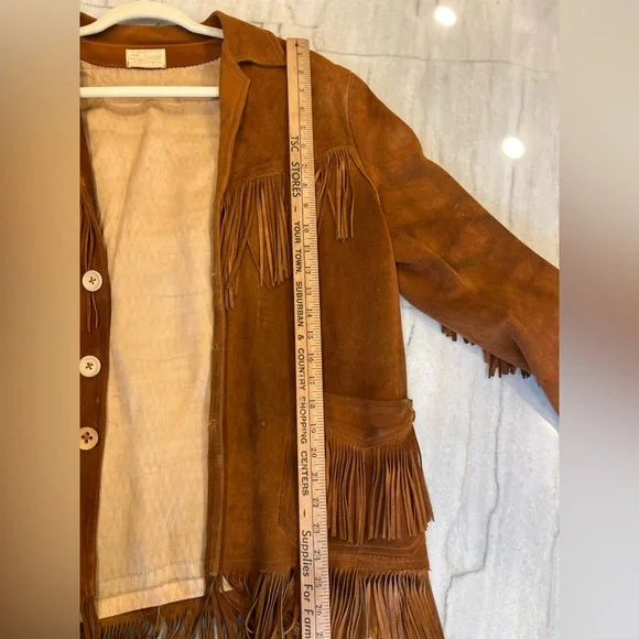 Vintage 60’s Brown Suede Western Fringe Jacket Sylvia Women Sz L Boho Hippie - Picture 10 of 16